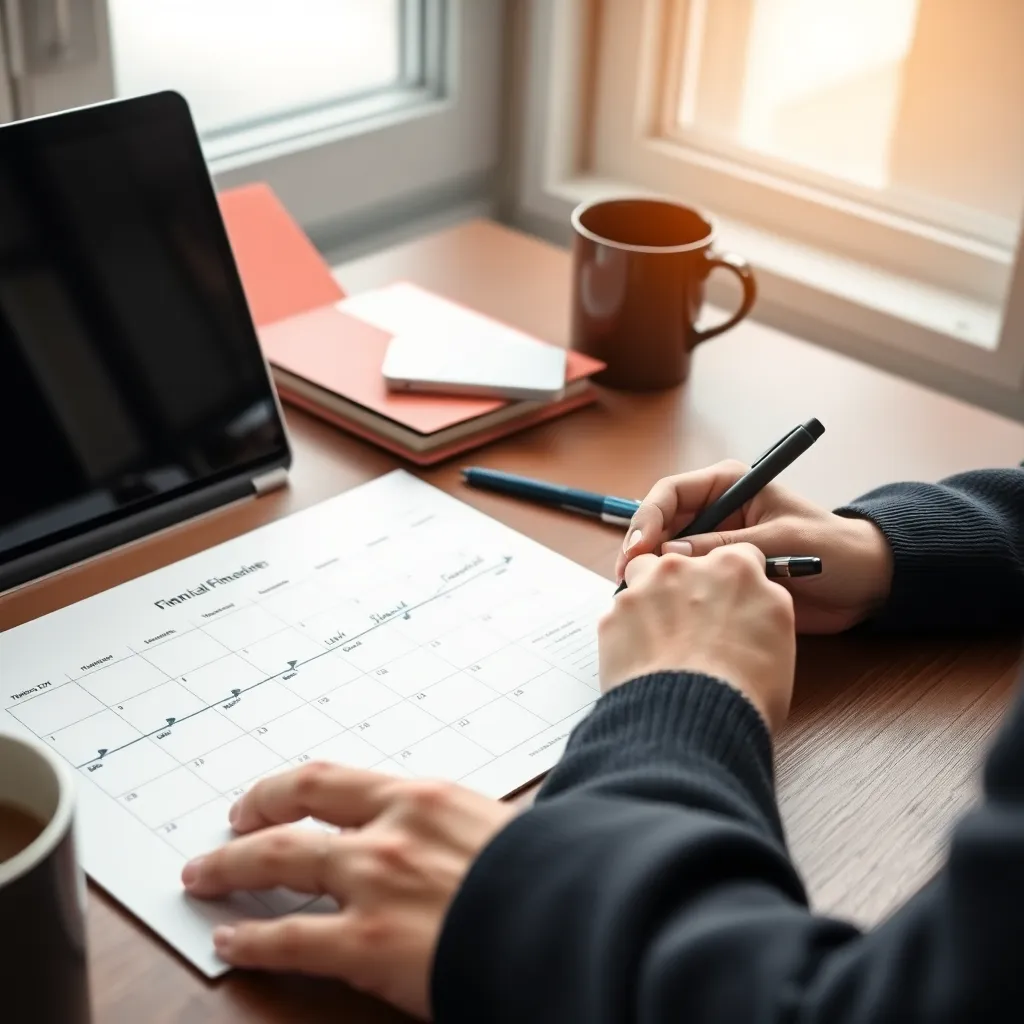 Persoon bestudeert belastingformulieren met rekenmachine