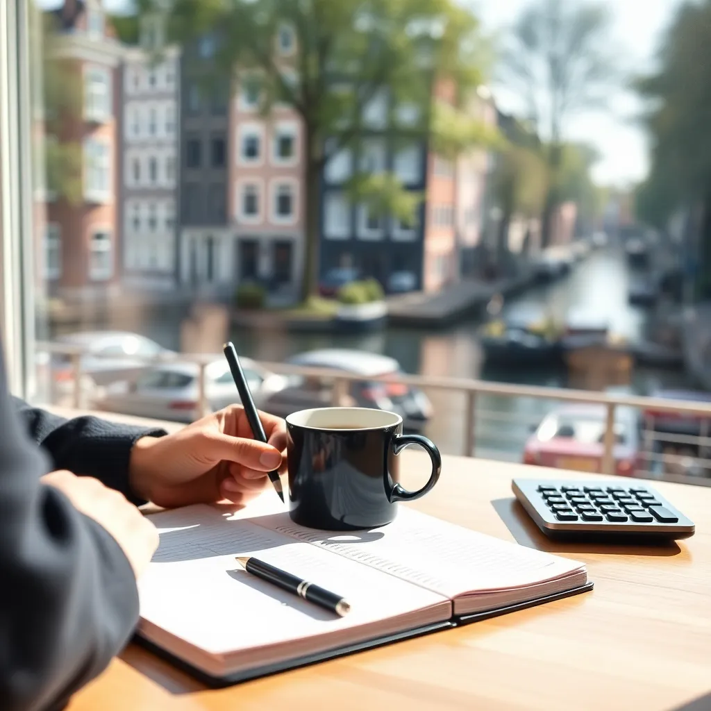 Persoon die financiële doelen opschrijft in een notitieboek